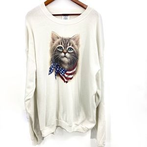Vintage Cat w/Flag Sweatshirt XL